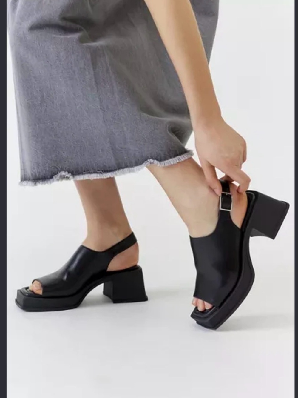 Jeffrey Campbell Extendo Platform Slingback Sandals size 6.5 black leather